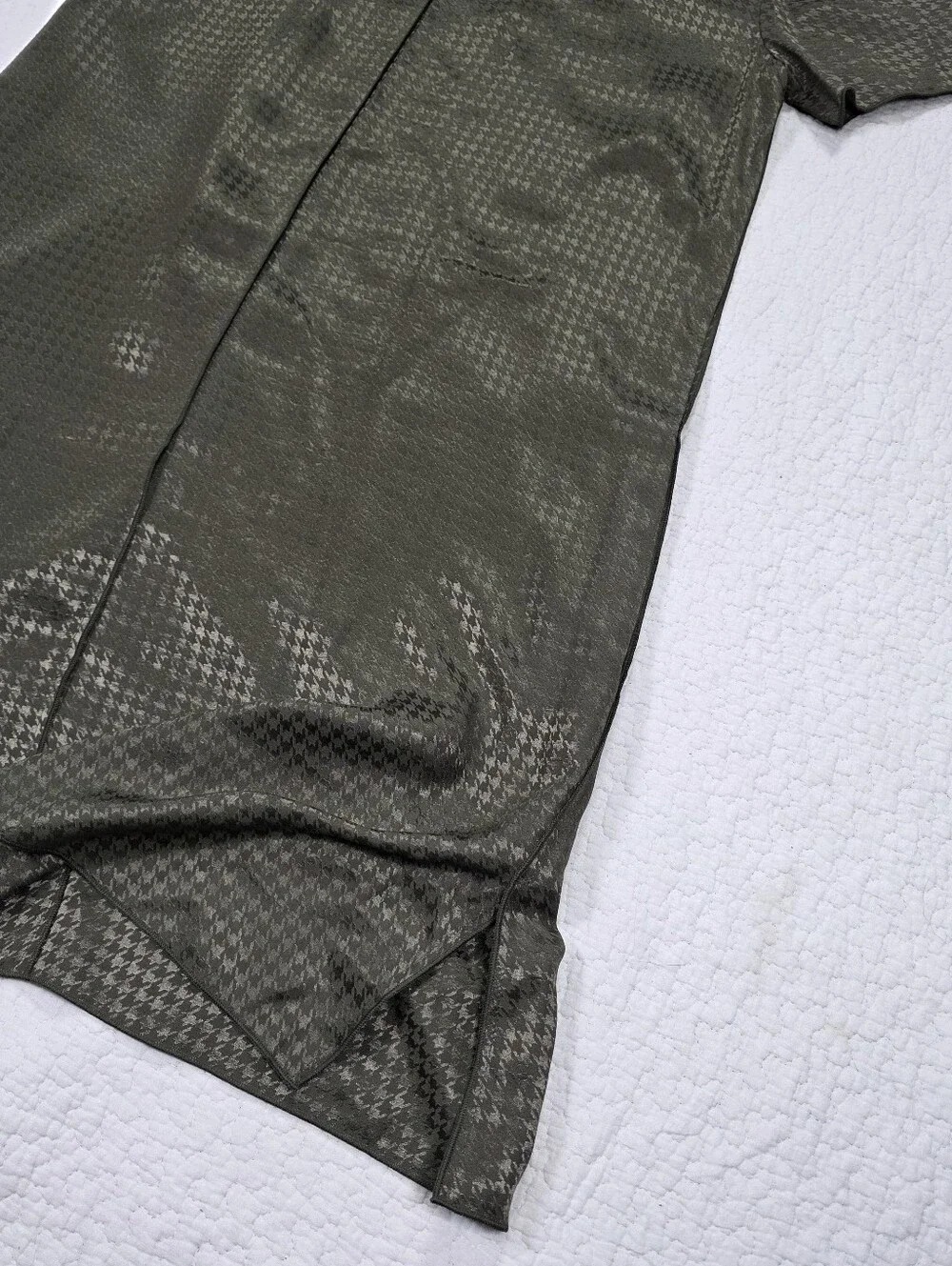 rag & bone Ali T-Shirt Dress Olive Green Houndstooth - Picture 8 of 11